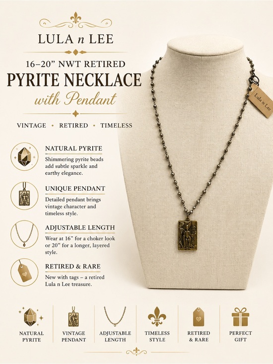 Lula n Lee Jewelry - 31 Lula n Lee 16-20” NWT Retired Pyrite Necklace with Pendant